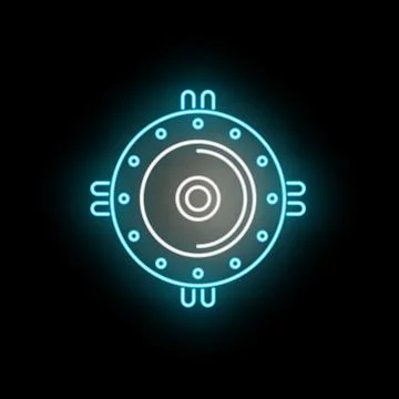 Glowing neon shield icon representing defense and security Stock Illustration