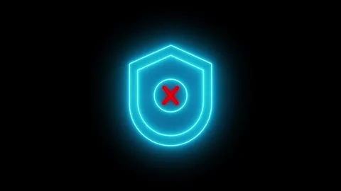 Glowing Neon Shield with Red Check Mark  Verified Security and Protection S.. Stock Footage 309041623