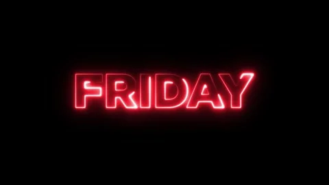 Glowing neon shine Friday text animation isolated on black background Stock Footage 321608259