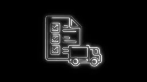 Glowing neon shipping document icon isolated on black background. HD Video .. Stock Footage 304148870