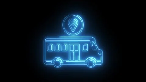 Glowing neon shuttle van icon isolated on black background. HD Video motion.. Stock Footage 314643466