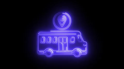 Glowing neon shuttle van icon isolated on black background. HD Video motion.. Stock Footage 314643470