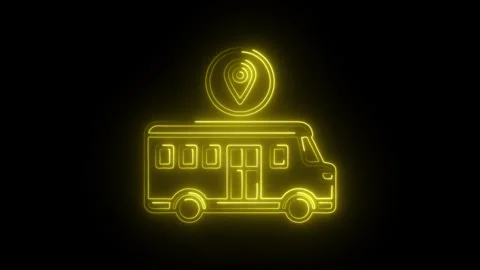 Glowing neon shuttle van icon isolated on black background. HD Video motion.. Stock Footage 314643472