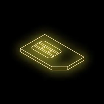 Glowing neon sim card on dark background, mobile communication technology Stock Illustration