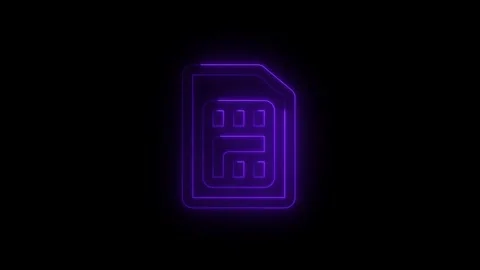 Glowing neon SIM card icon animation on black background in futuristic digi.. 스톡 동영상 331989766