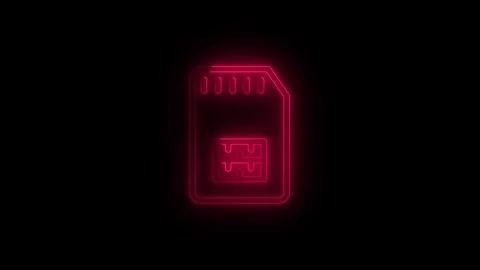 Glowing neon SIM card icon animation on black background in futuristic digi.. Vidéo 336244638