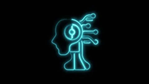 Glowing neon simulation icon isolated on black background. HD Video motion .. Stock Footage 304156427