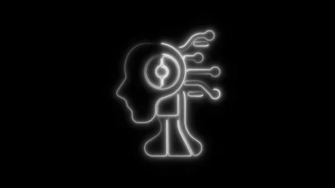 Glowing neon simulation icon isolated on black background. HD Video motion .. Video stock 304156432