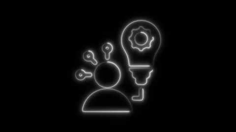 Glowing neon skill-development icon isolated on black background. HD Video .. Stock Footage 304154493
