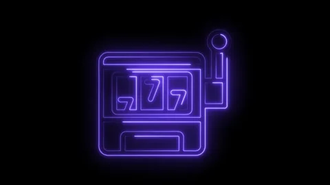 Glowing neon slot machine animation displaying three lucky sevens on dark b.. Stock Footage 330780945