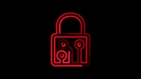 Glowing neon Smart Lock icon isolated on black background. HD Video motion .. Stock Footage 316236986