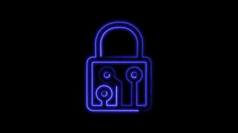 Glowing neon Smart Lock icon isolated on black background. HD Video motion .. Stock Footage 316236989