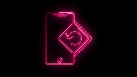 Glowing neon smartphone data recovery animation on a black background tech .. Stock Footage 315962852