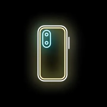Glowing neon smartphone icon technology and communication Illustration