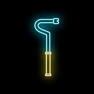 Glowing neon snake hook catching reptile tool icon Stock Illustration
