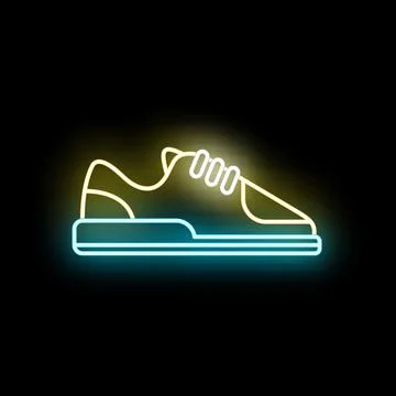 Glowing neon sneaker icon representing sport and fashion Stock Illustration