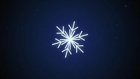 Glowing Neon Snowflake Rotating Animation on Dark Blue Background Stock-Footage 348263170