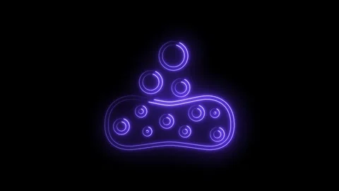 Glowing neon soap and bubbles animation on black background perfect for cleaning Stock Footage 322957585