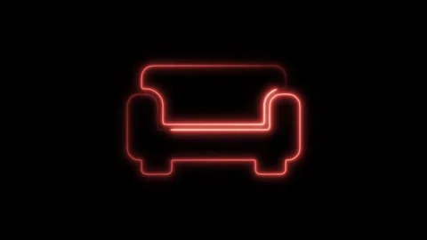Glowing neon sofa icon isolated on black background. HD Video motion graphi.. Stock Footage 304172473