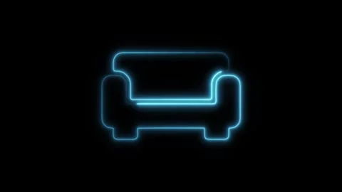 Glowing neon sofa icon isolated on black background. HD Video motion graphi.. Stock Footage 304172474