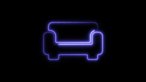 Glowing neon sofa icon isolated on black background. HD Video motion graphi.. Stock Footage 304172477