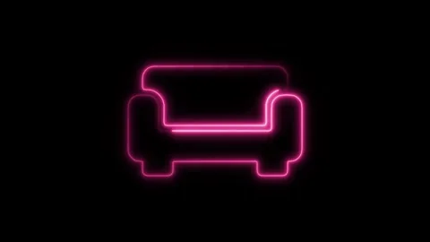 Glowing neon sofa icon isolated on black background. HD Video motion graphi.. Stock Footage 304172482