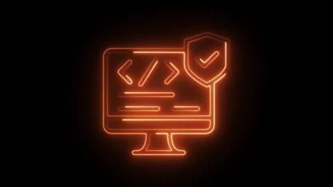 Glowing neon software icon isolated on black background. HD Video motion gr.. Stock Footage 304111657