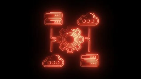 Glowing neon software icon isolated on black background. HD Video motion gr.. Stock Footage 314641987