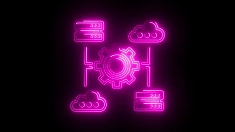 Glowing neon software icon isolated on black background. HD Video motion gr.. Stock Footage 314641989