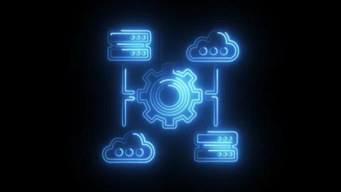 Glowing neon software icon isolated on black background. HD Video motion gr.. Stock Footage 314641995