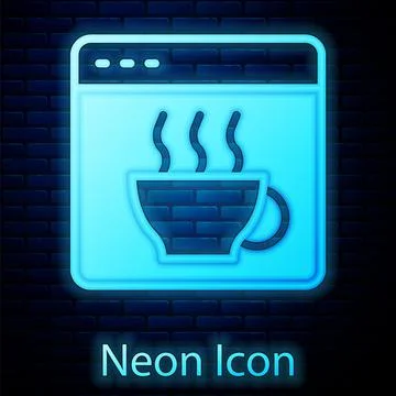 Glowing neon Software, web developer programming code icon isolated on brick Illustrazione stock