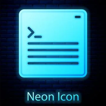 Glowing neon Software, web developer programming code icon isolated on brick Illustrazione stock
