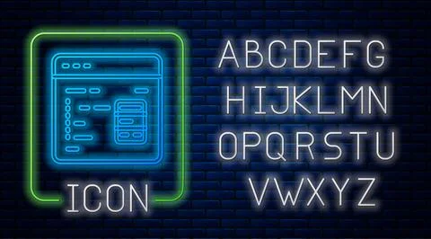 Glowing neon Software, web developer programming code icon isolated on brick イラスト素材