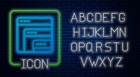 Glowing neon Software, web developer programming code icon isolated on brick 스톡 일러스트