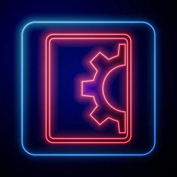 Glowing neon Software, web development, programming concept icon isolated on Stock Illustration