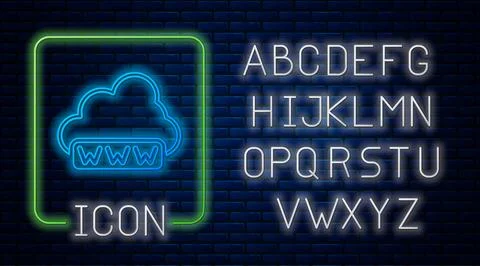 Glowing neon Software, web development, programming concept icon isolated on  Stock Illustration