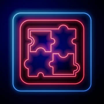 Glowing neon Solution to the problem in psychology icon isolated on black Illustrazione stock