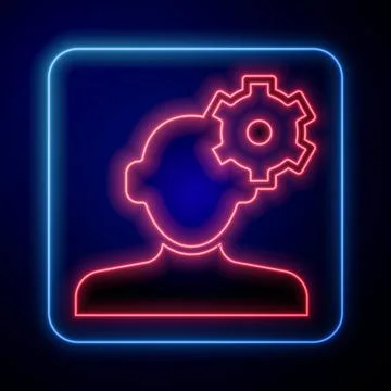 Glowing neon Solution to the problem in psychology icon isolated on black Stock Illustration
