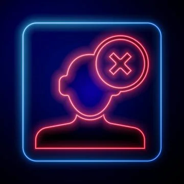 Glowing neon Solution to the problem in psychology icon isolated on black b.. Illustrazione stock