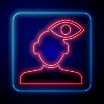 Glowing neon Solution to the problem in psychology icon isolated on black b.. イラスト素材
