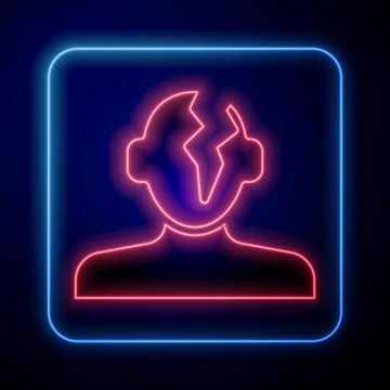 Glowing neon Solution to the problem in psychology icon isolated on black b.. Stock Illustration