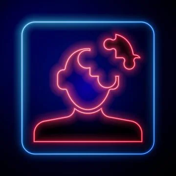 Glowing neon Solution to the problem in psychology icon isolated on black b.. 스톡 일러스트