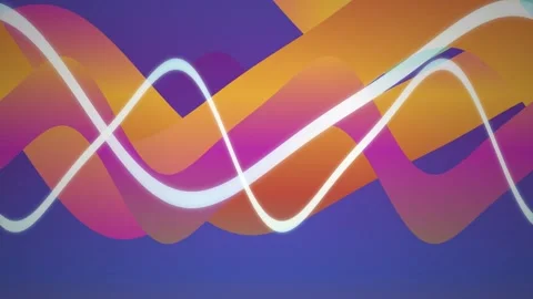Glowing neon sound waves ripple horizontally in a seamless loop Stock Footage 341490237