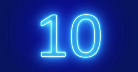 Glowing Neon Сountdown Timer From 10 to 0 Stock Footage 126822108