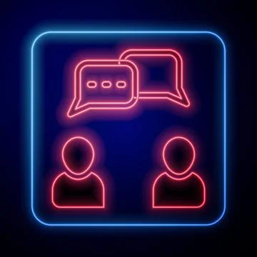 Glowing neon Speech bubble chat icon isolated on black background. Message icon Stock Illustration