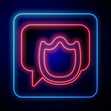 Glowing neon Speech bubble chat icon isolated on black background. Message icon Stock Illustration