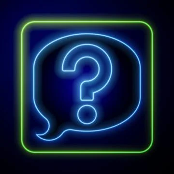 Glowing neon Speech bubble chat icon isolated on blue background. Message i.. Illustrazione stock