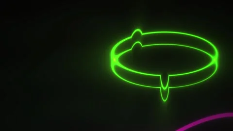 Glowing neon speech bubble on dark background with pink light trail. Stock Footage 337470328