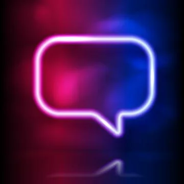 Glowing neon speech bubble frame. Glowing lighting and smoke loops. Pink bl.. Illustrazione stock