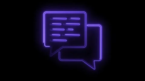 Glowing neon speech bubbles animation for communication and dialogue on a b.. Stock Footage 314537486